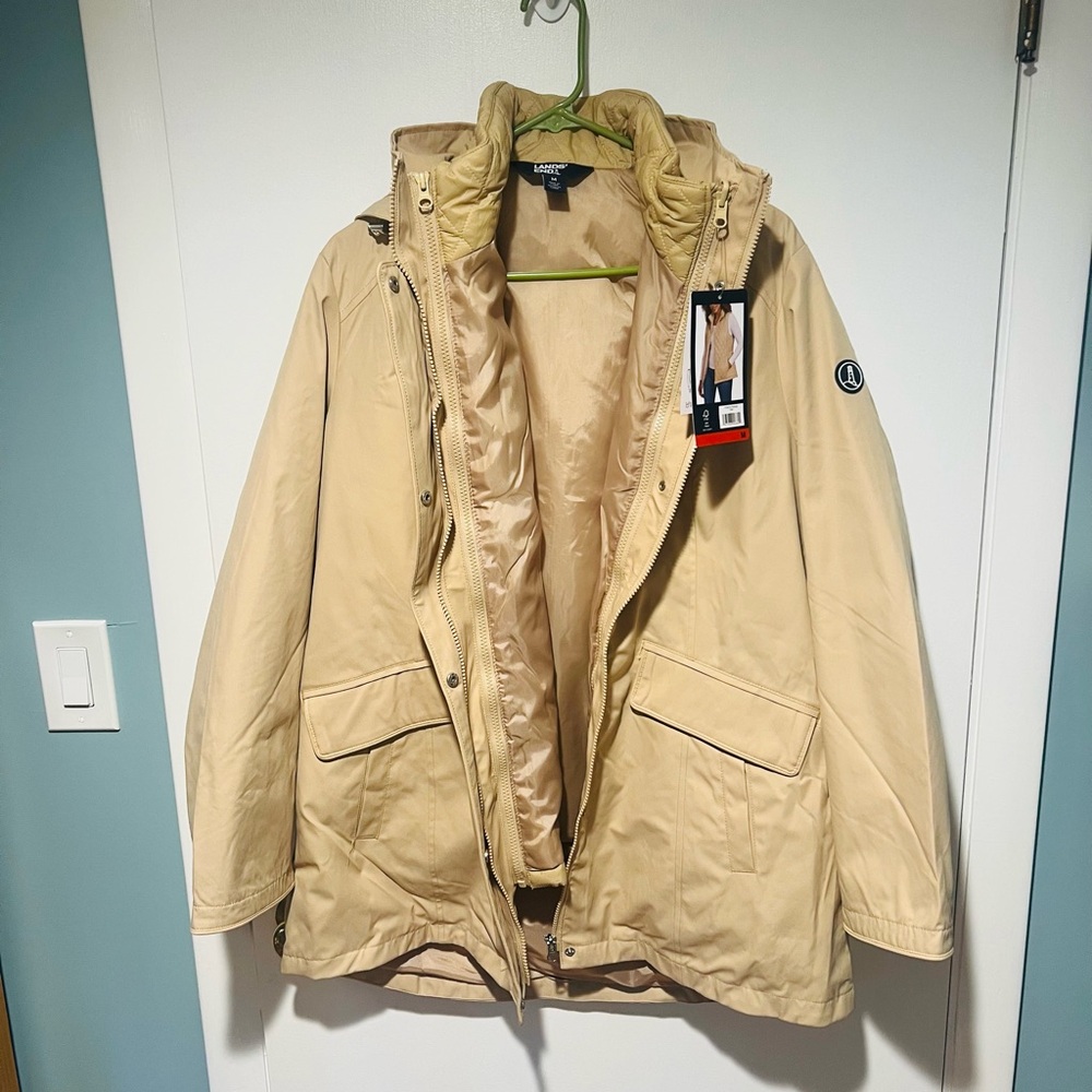 Lands' End Women’s Tan Coat & Vest